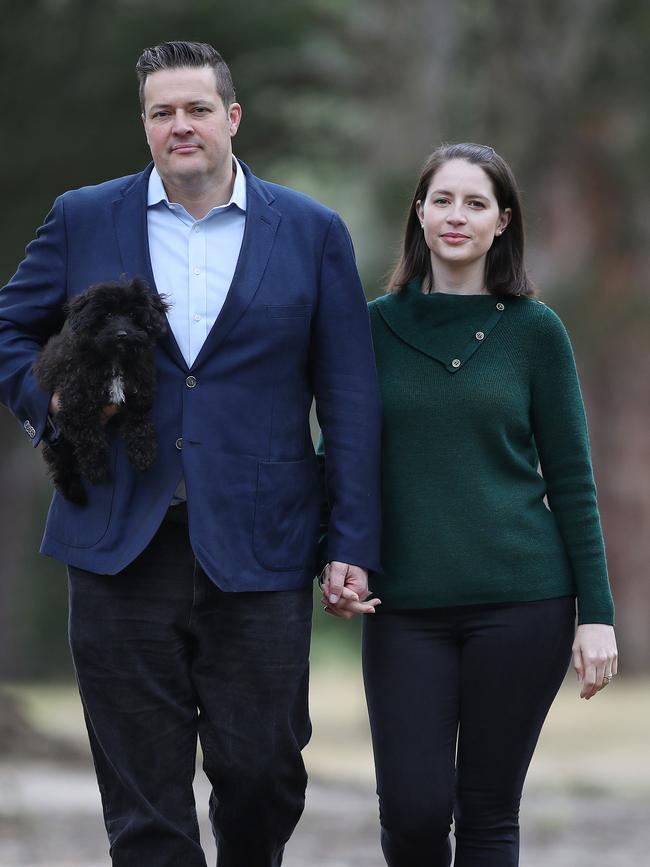 Fowles and his wife Jess. Picture: Michael Klein.