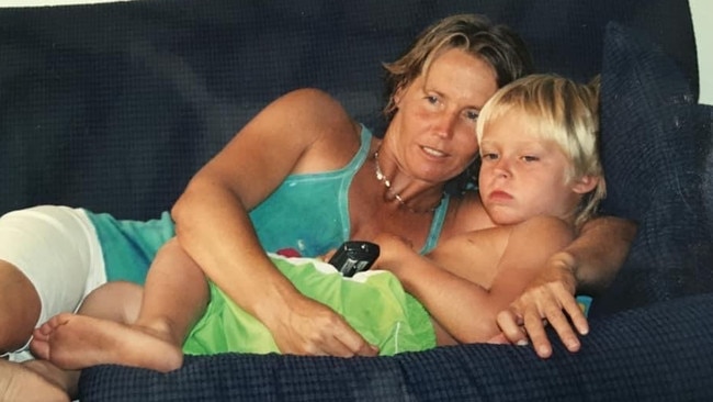 A six-year-old Ethan Ewing with his late mum Helen, who died of breast cancer.