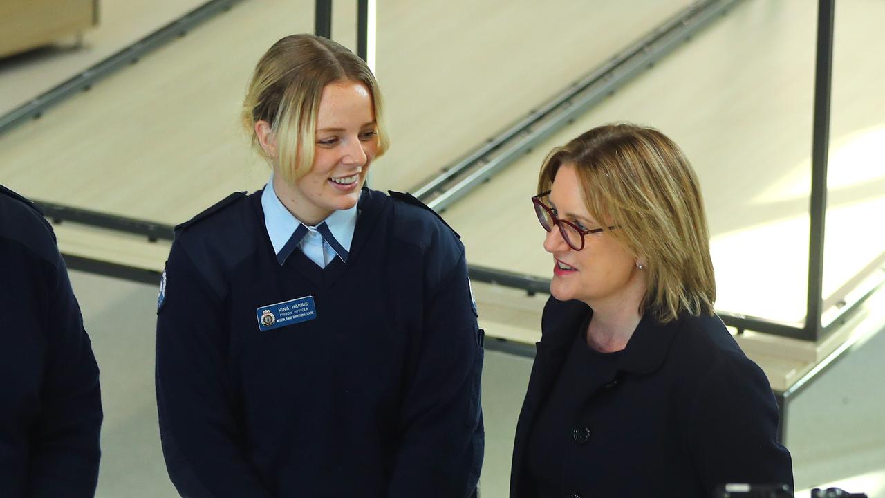 Premier Jacinta Allan at Western Plains Correctional Centre meets new recruit Nina Harris. Picture: Alison Wynd