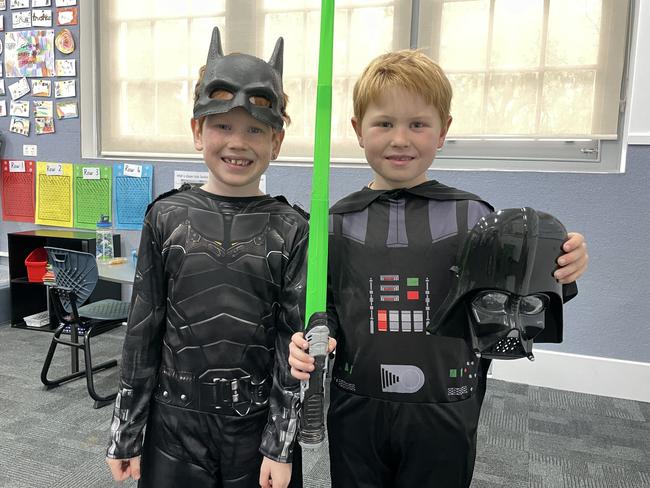 St Kilian's Primary School students Lincoln Linder and Archie Chalmers dressed up for Book Week. Picture: Gianni Francis.