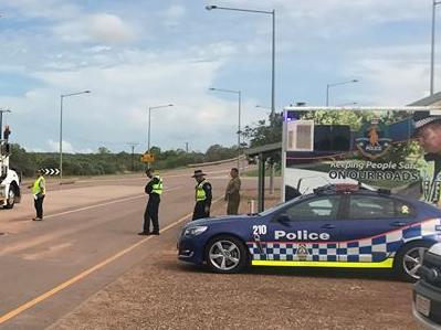 Darwin Traffic Operations at the Berrimah weigh bridge on 17 November – the Centurion tank was an unexpected bonus for the officers – no offences were detected. Picture: Supplied