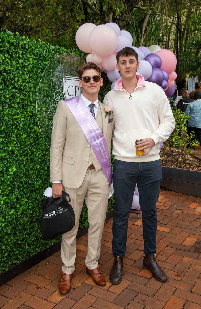 (From left) Will Douglas and Tyler Lane. Weetwood Raceday at Toowoomba Turf Club. Saturday, September 28, 2024. Picture: Nev Madsen.