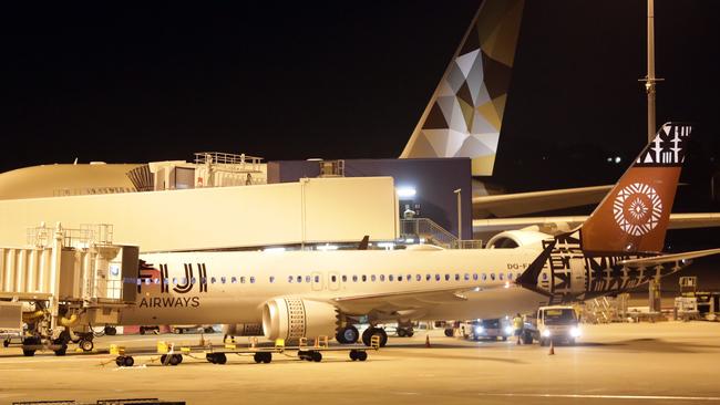 A Fiji Airways 737 Max 8 plane landed in Sydney on Tuesday night. Picture: Christian Gilles