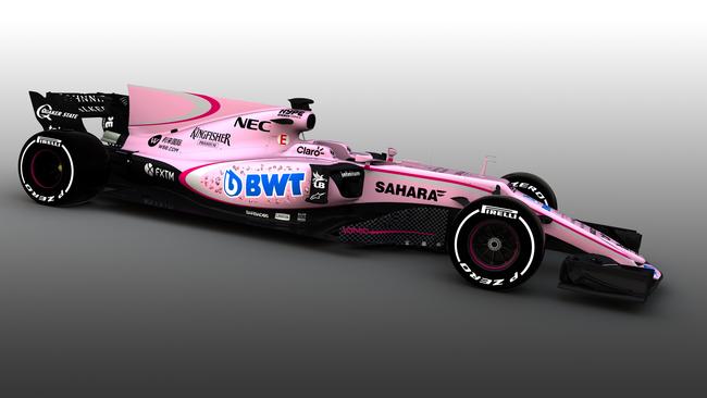 The Sahara Force India F1 VJM10, complete with pink livery.