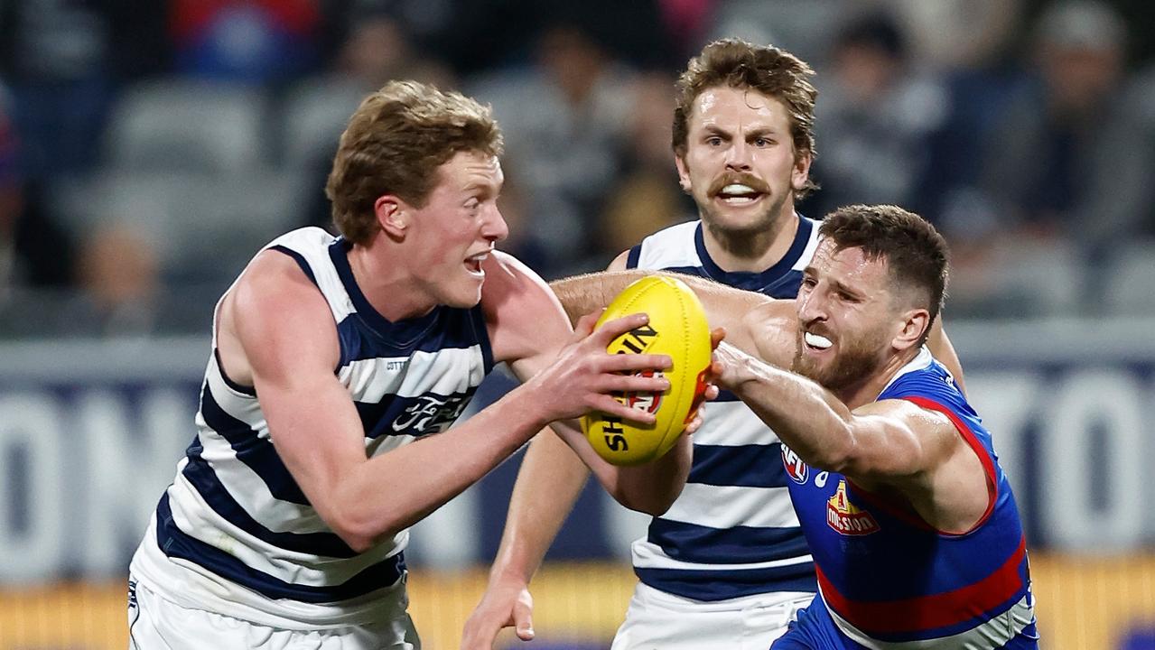 Toby Conway is vying to be Geelong’s No.1 ruck. Picture: Getty Images