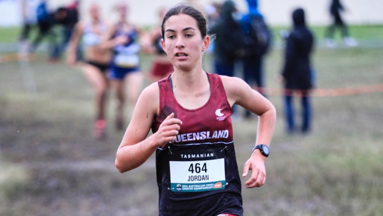 Sophia Jordan representing Queensland at the Australian Cross Country Championships in Launceston, Tasmania.