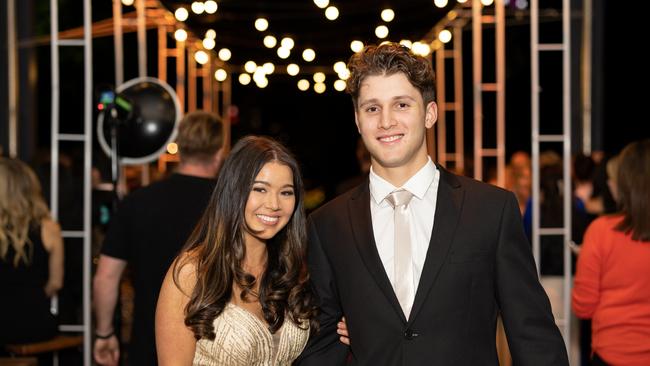 Chloe Cummings and Kosta Karathanasopoulos at the year 12 St Hilda formal. Photo: Celeste Humphrey