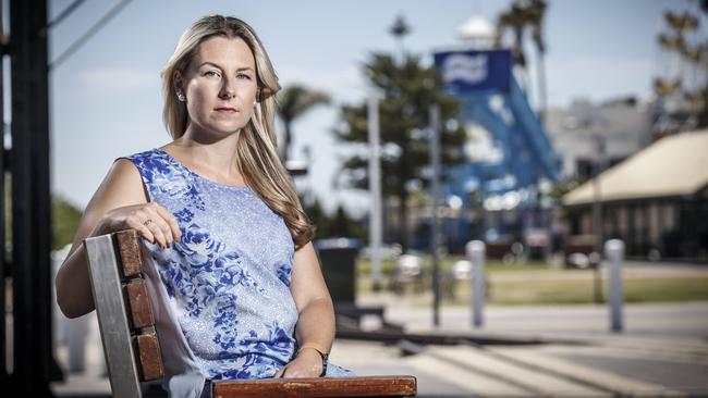 Kali Edmonds at Semaphore, where she last saw her best friend Heather Turner 19 years ago. Picture: Mike Burton