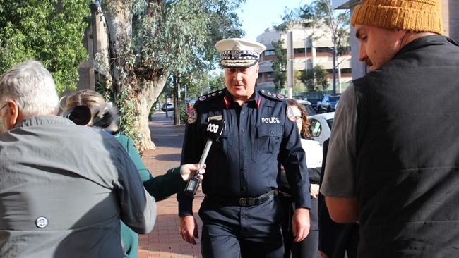 NT Police Commissioner Michael Murphy arrives at the Alice Springs Local Court on May 29, 2024 for the final day of an inquest into the death of Kumanjayi Walker. Picture: Jason Walls