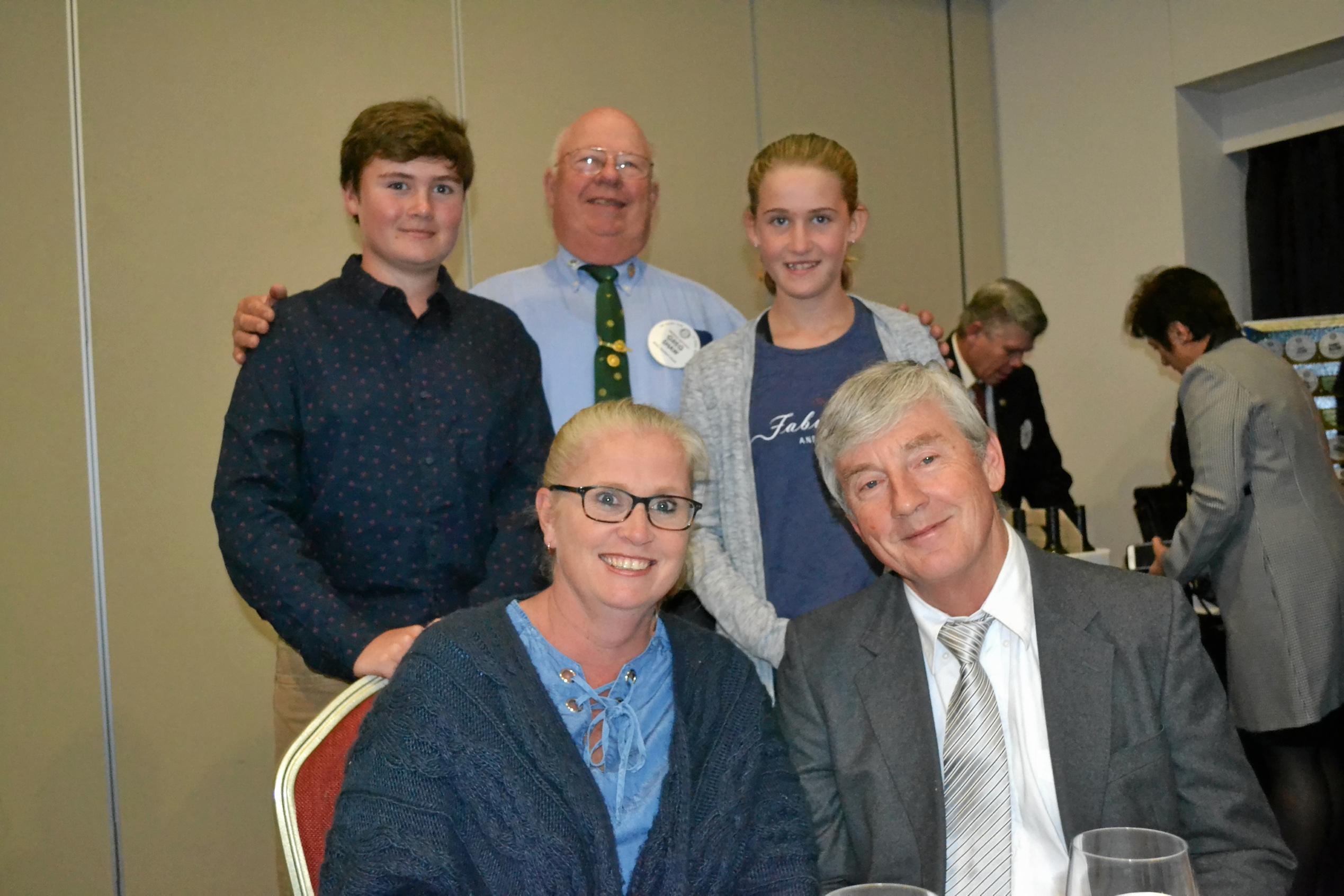 Greg Shaw with his grand children George and Sophie and Leeanne Dudley and Peter Enright. Picture: Molly Hancock