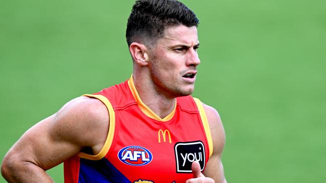 BRISBANE, AUSTRALIA - FEBRUARY 15: Dayne Zorko runs during a Brisbane Lions AFL training session at Brighton Homes Arena on February 15, 2023 in Brisbane, Australia. (Photo by Bradley Kanaris/Getty Images)