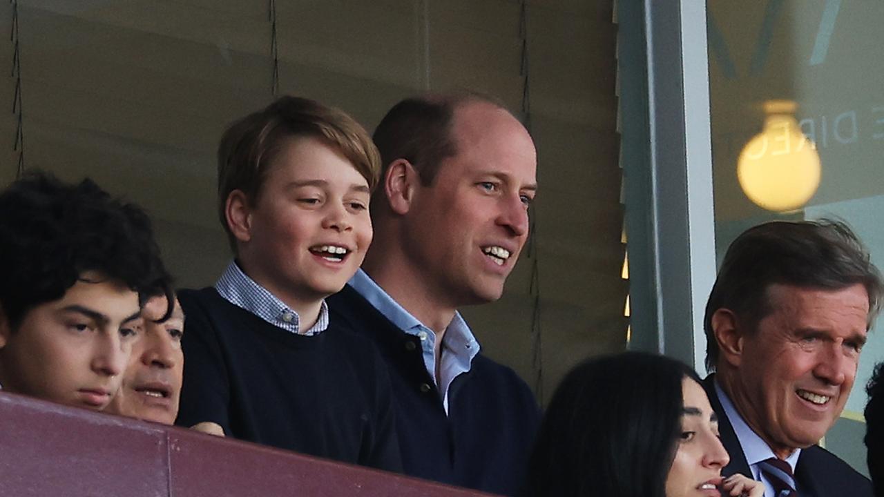 Prince William and his eldest son George enjoyed the tense match between Aston Villa and Nottingham Forest on Saturday. Picture: Catherine Ivill/Getty