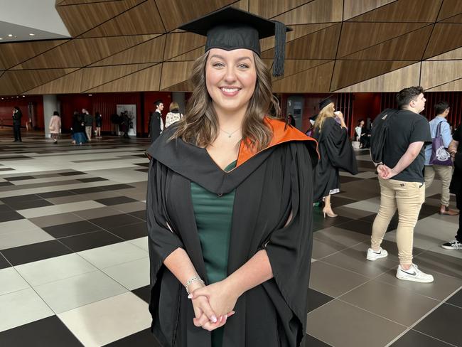 Brielle Barbie graduates from the Australian Catholic University with a Bachelor of Psychological Science on April 7, 2024. Picture: Brittany Busch