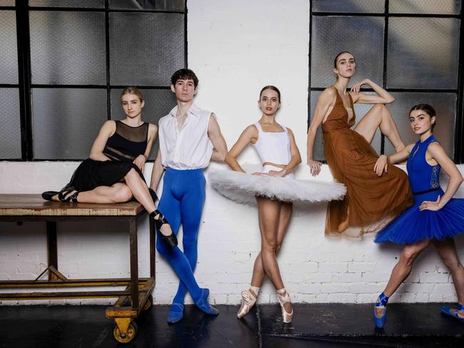 27/03/2023: The 2023 Telstra Ballet Dancer Awards nominees - (L-R) Riley Lapham, Adam Elmes, Katherine Sonnekus, Isobelle Dashwood and Lilla Harvey. PIC: Nicole Cleary