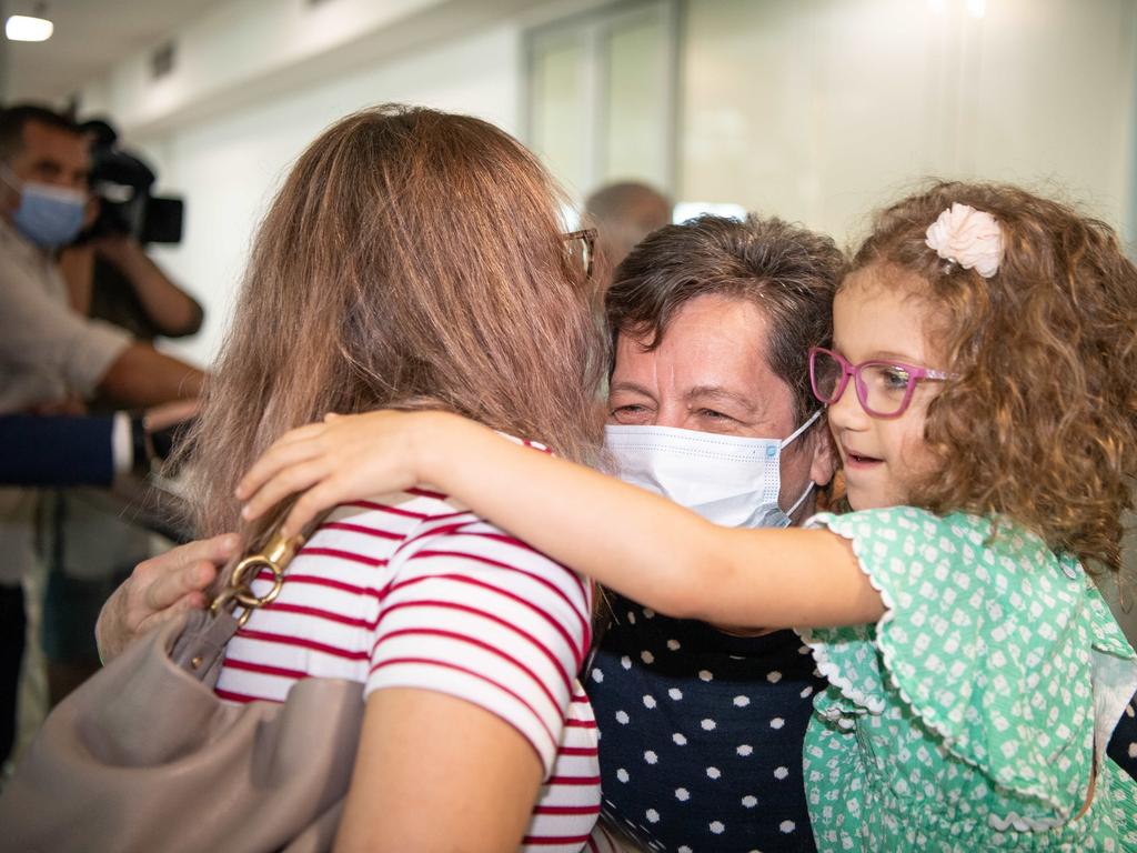 Zsofi Nemeth with mum Julianna Nemeth who is hugging her grand daughter Lili Kaity, 5. Picture: Brad Fleet