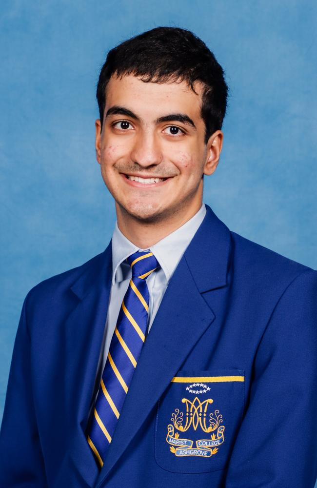 Marist College Ashgrove 2024 Year 12 high achiever Shawn Simonetti. Picture: supplied