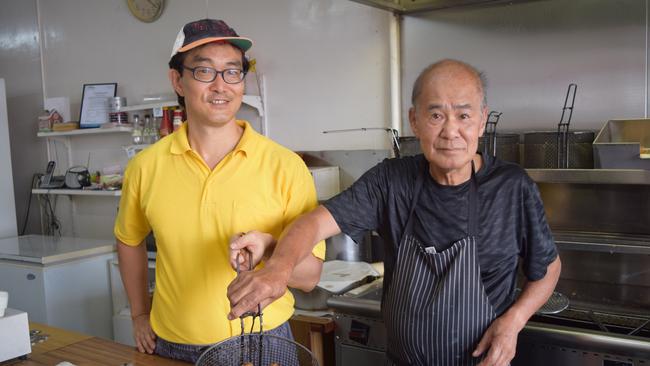 Father and son Andrew and Kent Wong at the Busy Bee Fish Bar.