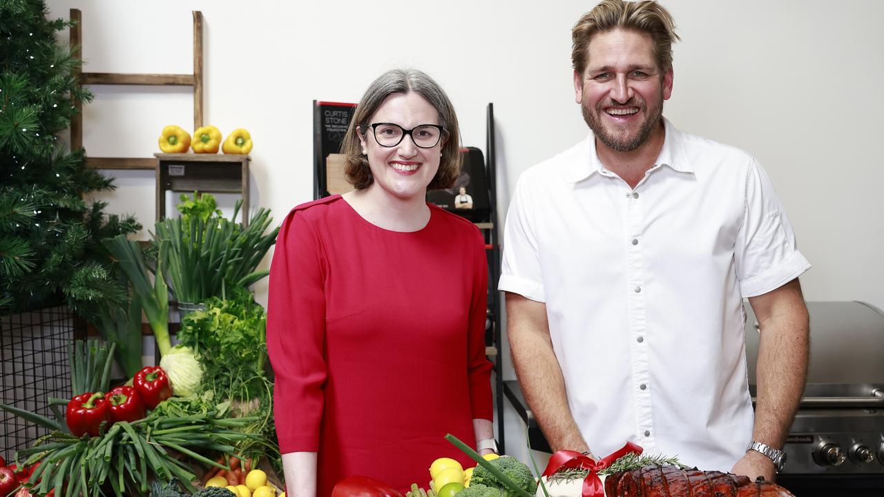 Coles CEO Leah Weckert and chef Curtis Stone launched the supermarket’s Christmas special today.
