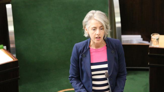 Greens MP Rosalie Woodruff addresses state parliament during Question Time on Tuesday June 29, 2021.