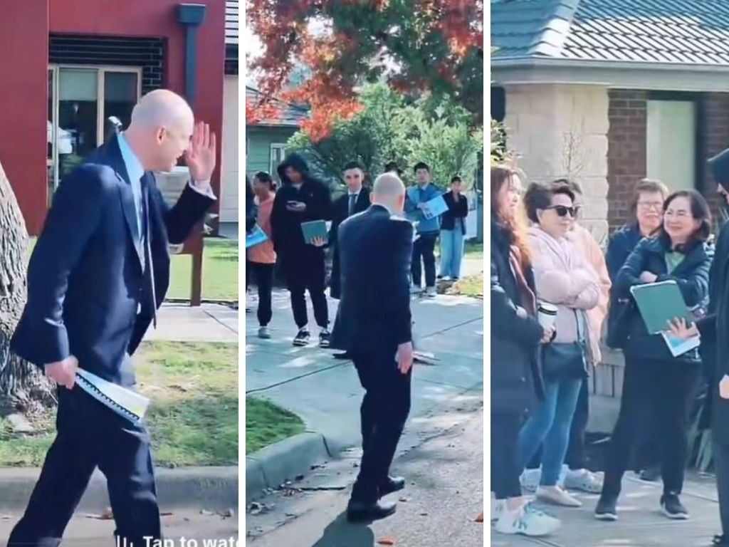 Americans were left baffled by a livestream of a house auction in Melbourne (above). The practice is very rare in the US and typically reserved for a foreclosure sale. Picture: X