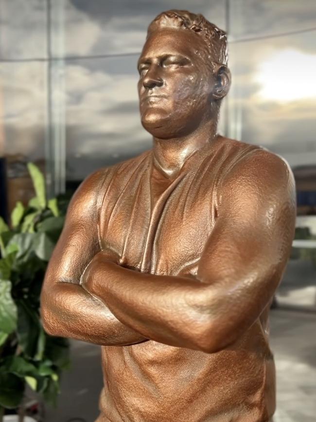 The ‘Brass Fev’, a statue of Brendan Fevola. Picture: Supplied