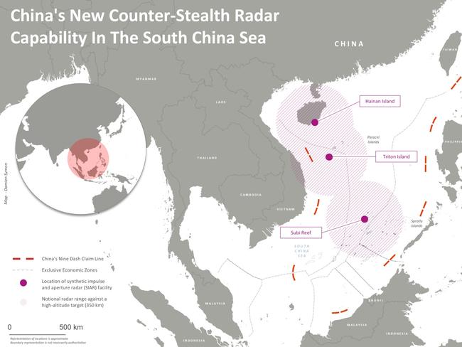 China's new counter-stealth radar capability in the South China Sea. Source: Damien Symon/Chatham House