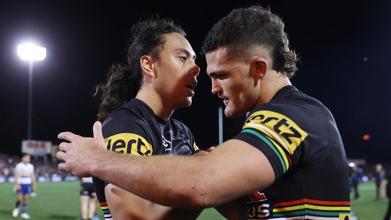 Nathan Cleary (right) is key to Penrith’s chances. Picture: Mark Kolbe/Getty Images