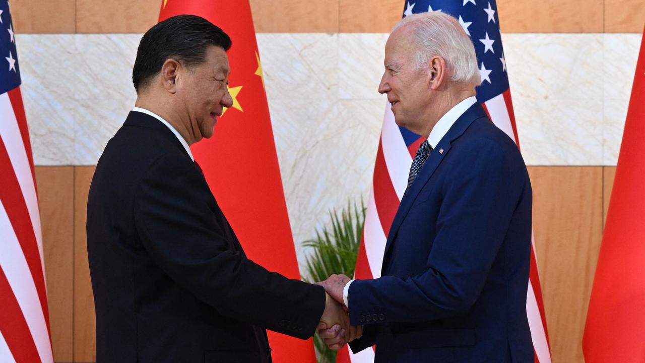 US President Joe Biden met with China's President Xi Jinping on the sidelines of the G20 Summit in Bali on Monday. Picture: SAUL LOEB / AFP