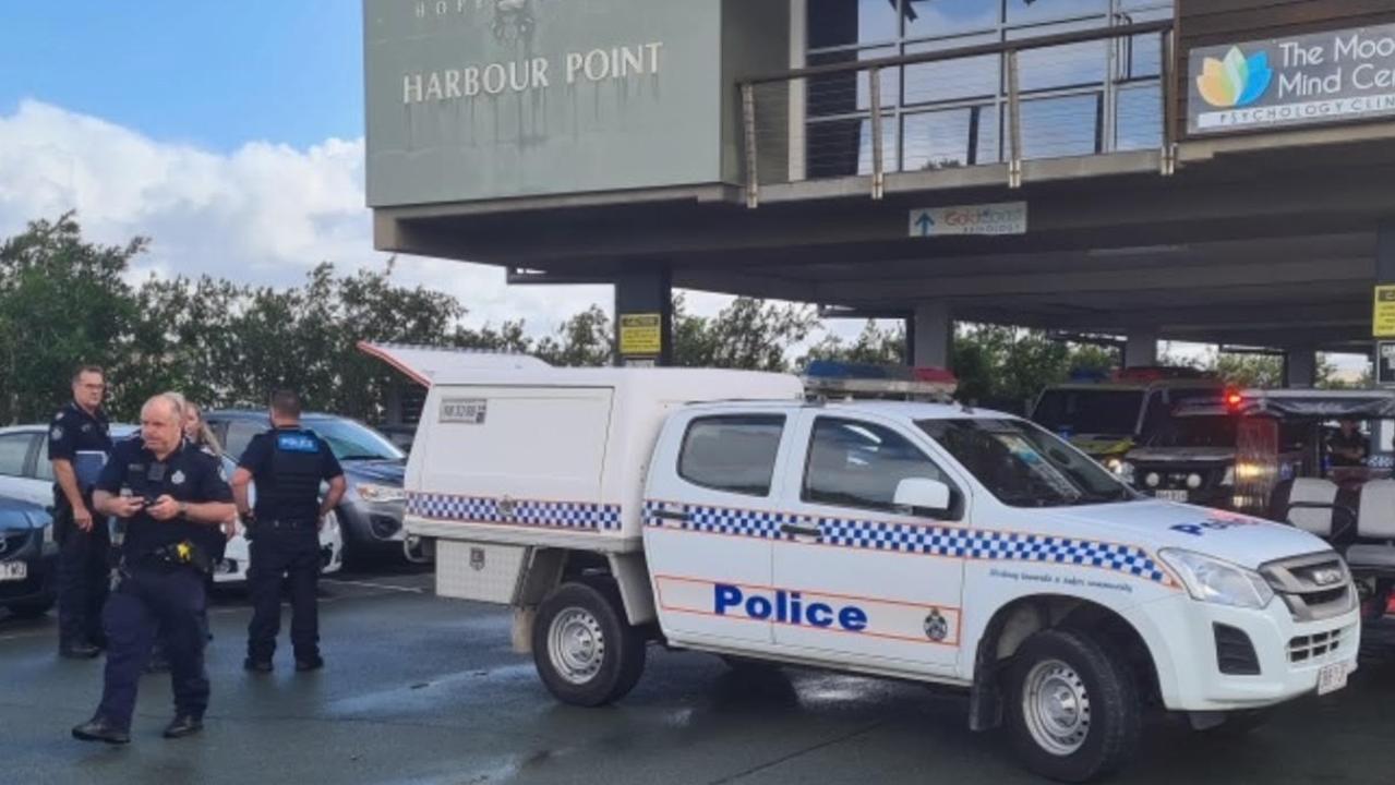 Police at the scene of the Gold Coast stabbing. Picture: Scott Powick