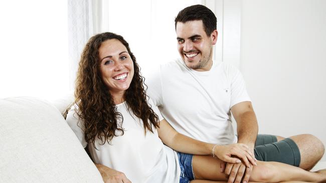 Olympic gold medalist Chloe Esposito with her fiance Matt Cooper. Picture: Justin Lloyd