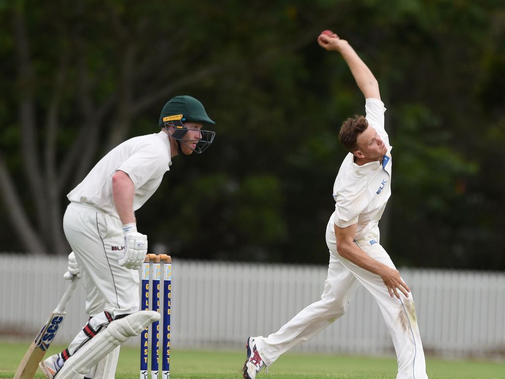 Queensland Premier Cricket - Gold Coast Dolphins vs. Wynnum-Manly at Bill Pippen Oval, Robina. Dolphins bowler Josh Kann. (Photo/Steve Holland)