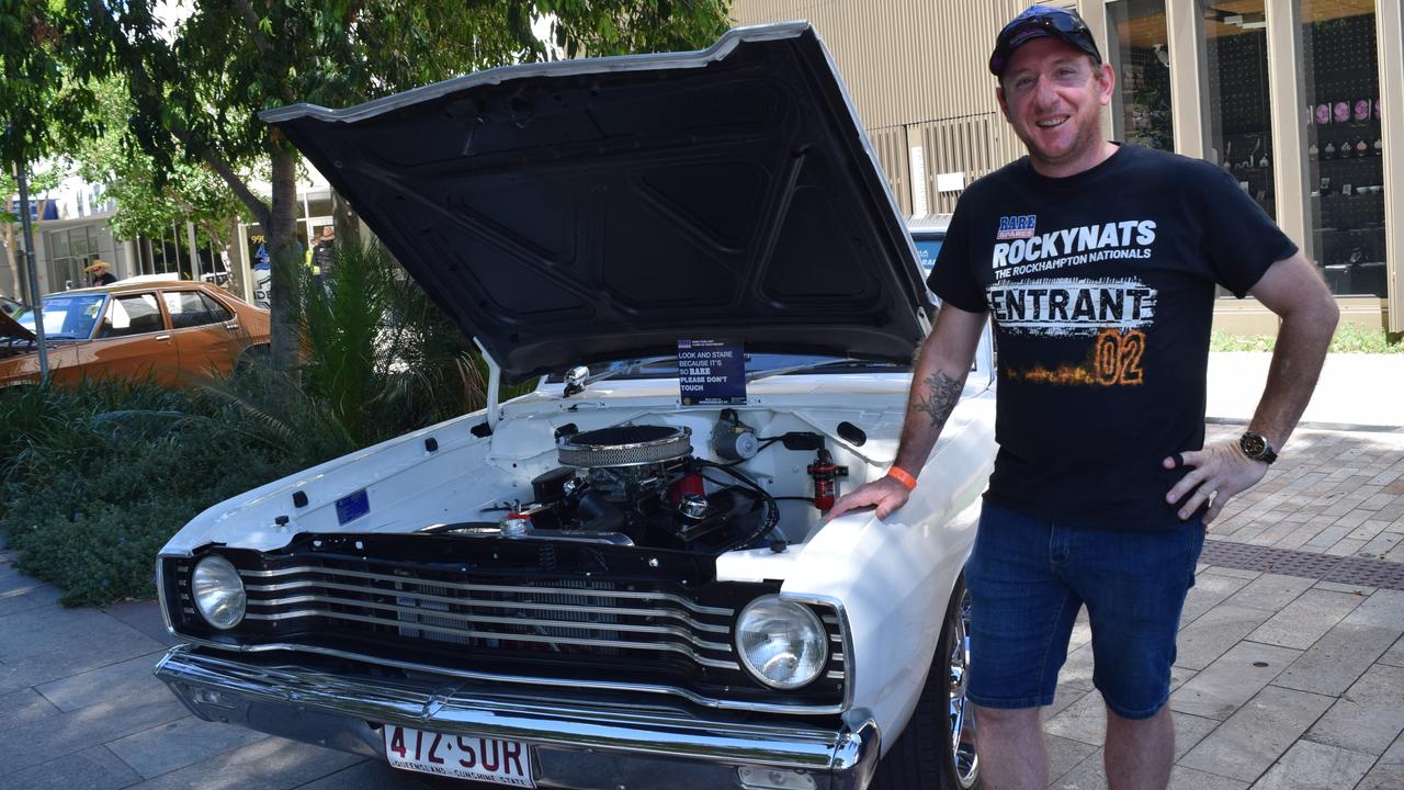 Luke Henley and his car in the Rockynats Show and Shine in the CBD on Sunday, April 17.