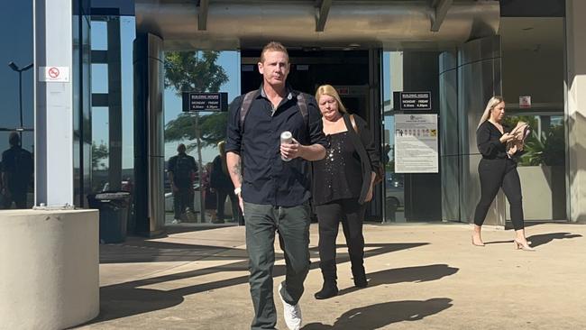 Phillip Anthony Smith (left) leaving court with his mother, who supported him during his sentencing. Picture: Jessica Paul