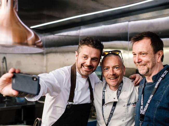 Jock Zonfrillo, Simon Bryant and visiting chef David Thompson at Tasting Australia. Pics supplied by SATC