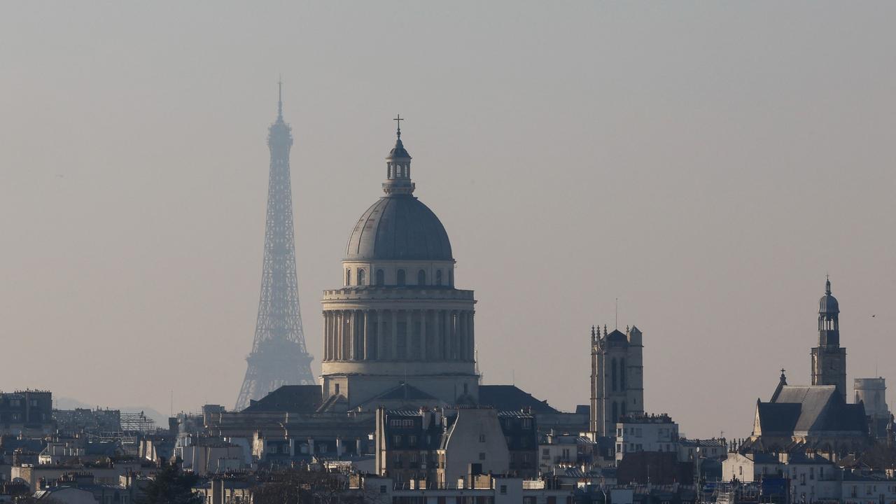 A general view with the Eiffel Tower (L) and the Pantheon (C) in Paris on February 3, 2025. Picture: Xavier GALIANA /AFP