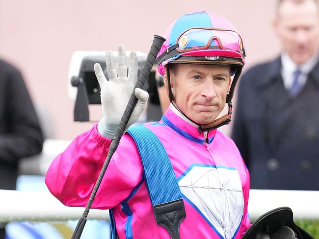 Blake Shinn after winning the Race-Tech Bletchingly Stakes at Caulfield Racecourse on July 27, 2024 in Caulfield, Australia. (Photo by Scott Barbour/Racing Photos via Getty Images)