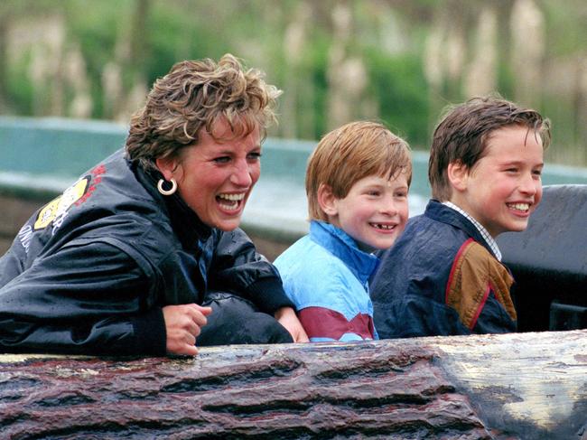 Diana Princess Of Wales, Prince William &amp; Prince Harry Visit The 'Thorpe Park' Amusement Park. Picture: Julian Parker/UK Press via Getty