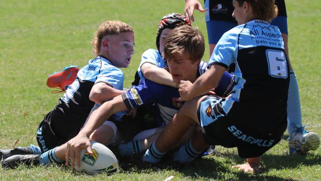 Beah Hartman scoring a well deserved try for the Grafton Ghosts under-13 in their 32-22 grand final win over the Ballina Seagulls. Photo: Amy Hodge