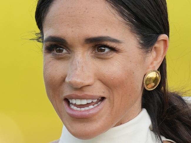 Meghan Markle, Duchess of Sussex, watches the prize ceremony at the 2024 Royal Salute Polo Challenge to Benefit Sentebale, Friday, April 12, 2024, in Wellington, Fla. (AP Photo/Rebecca Blackwell)