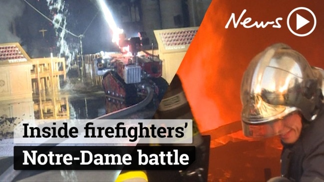 Notre Dame fire: Incredible footage shows firefighters battling blaze