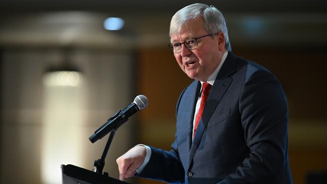 Former prime minister Kevin Rudd at CEDA's 2020 Economic and Political Overview in Sydney on February 12.