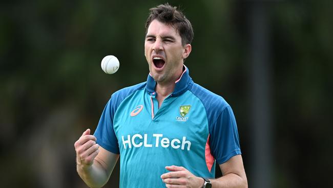 Pat Cummins during a net session in Antigua. Picture: Getty Images