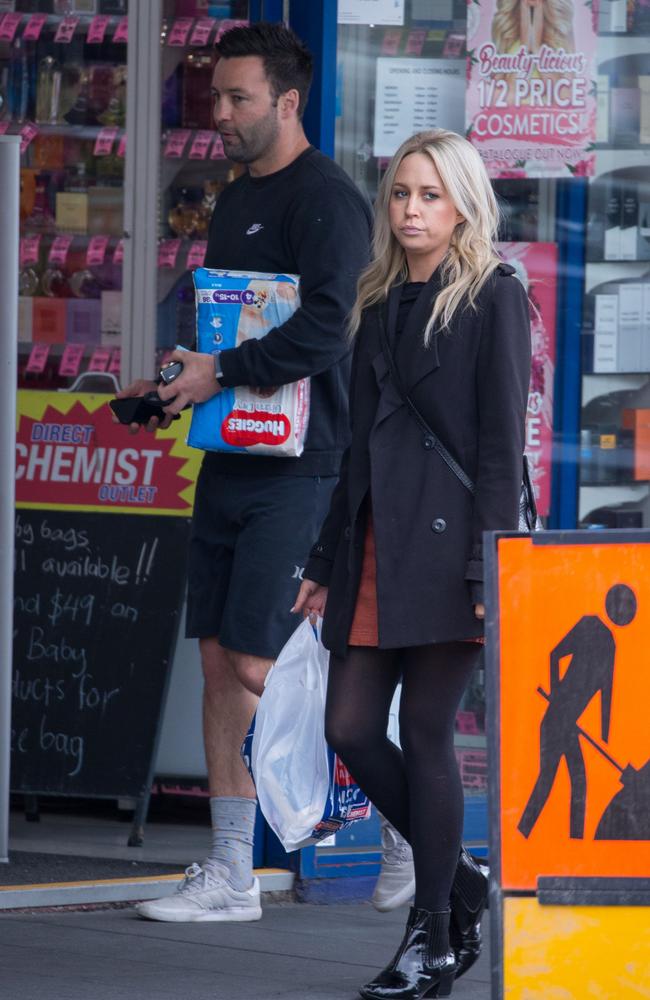 Jimmy Bartel and Lauren Mand are seen together in Melbourne. Picture: Matrix