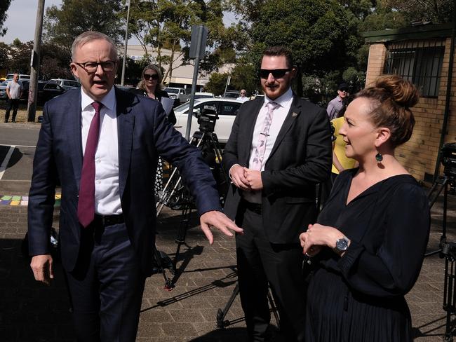 Prime Minister Anthony Albanese was in Melbourne to promote Labor’s candidate for Aston, Mary Doyle. Picture: NCA NewsWire / Luis Ascui