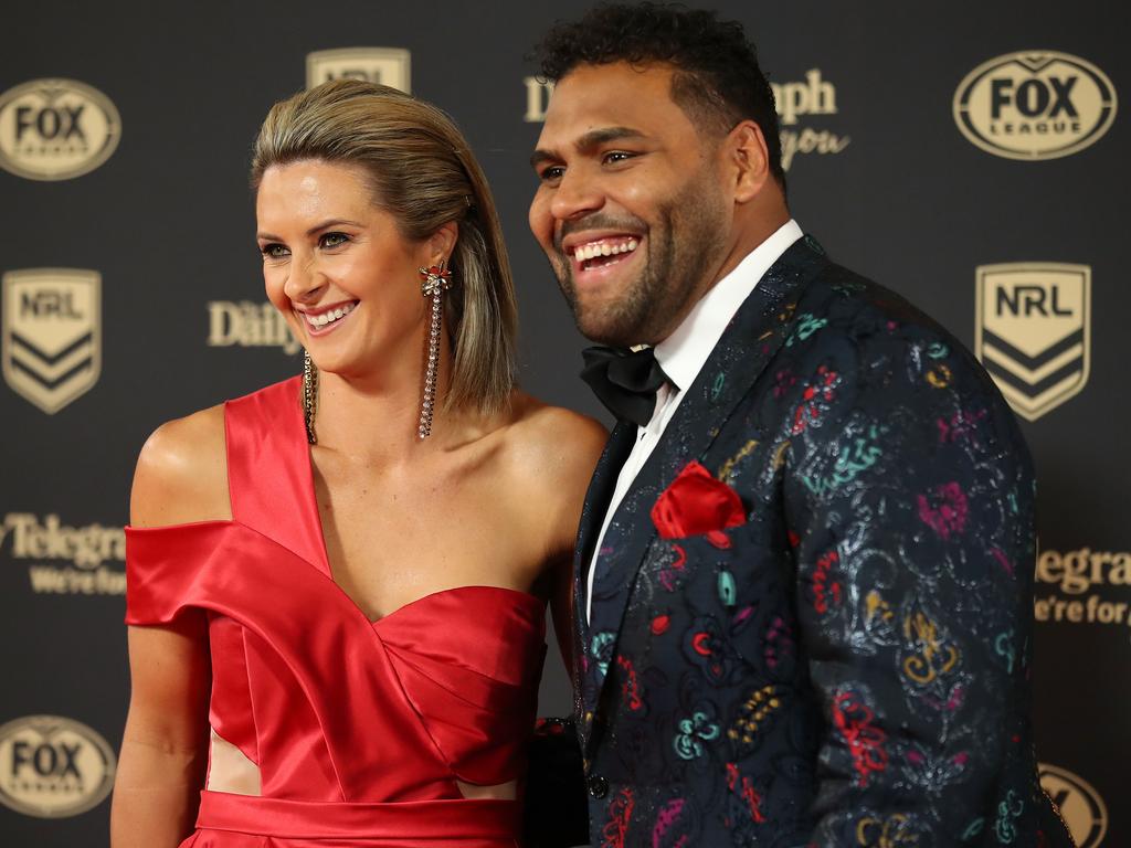 Sam Thaiday and wife Rachel Thaiday. Picture: Cameron Spencer