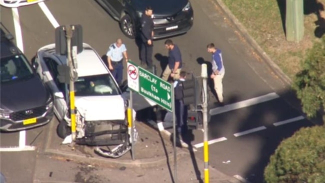 Wild Car Chase Involving White Hyundai With Smashed Hood Unfolding In