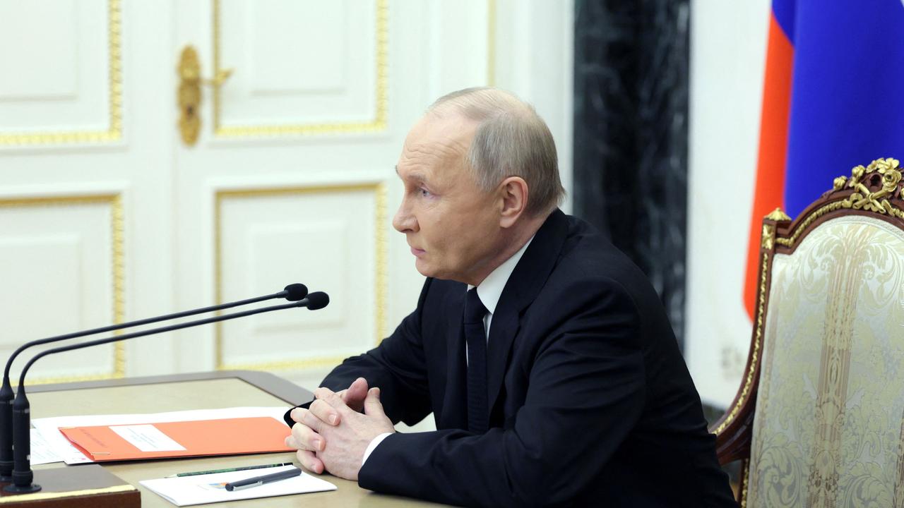 Russia's President Vladimir Putin chairs a Security Council meeting in Moscow on April 11. Picture: Alexey Babushkin / pool / AFP