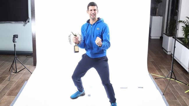 Djokovic at the L'Equipe photo shoot, from a post on December 18 of Novak Djokovic 2021. Source: Twitter/@BenRothenberg