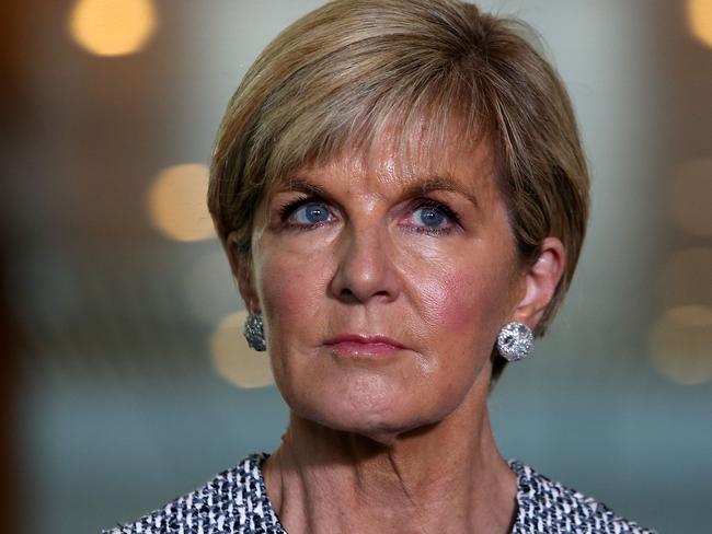 ‘Provocative’.... Foreign Minister Julie Bishop today. Picture Kym Smith