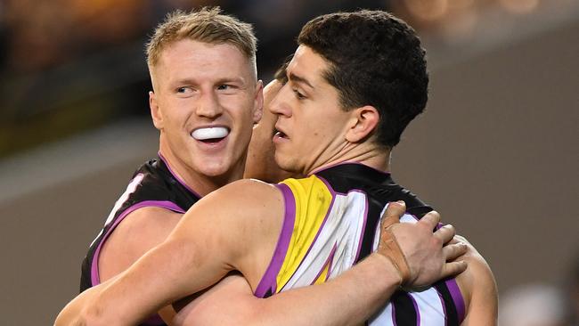 Josh Caddy all smiles after a goal. Picture: AAP